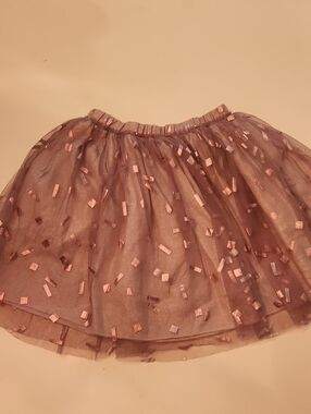 Peek Essentials Metallic Confetti Tulle Tutu Skirt Pink Girls Size 10
